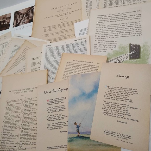 Very Vintage Book Pages, Old Book Page Bundle, Assorted Book Pages - Picture 7 of 10